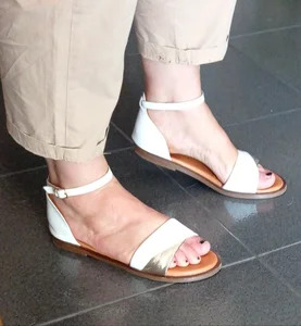 Mature milf's feet in sandals closeups