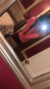 Mirror selfies of a hot girl, first with her jeans pulled down, and then with no panties