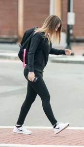 Sexy college babe walking in leggings with a nice ass