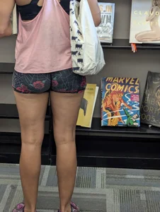 Nice bubble in tight shorts at library