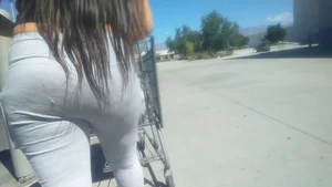 College Latina in gray leggings