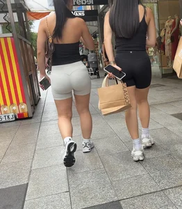 OC Phat Ass Asian Girl in Green Spandex Shorts - Slight VTL