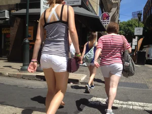 Philly girl with a nice ass in white shorts with vpl