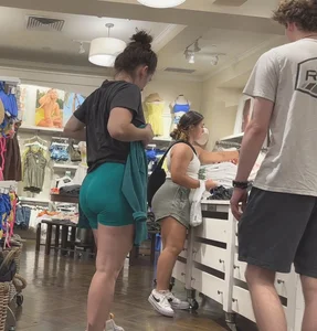Brunette in green bikers (NON OC)
