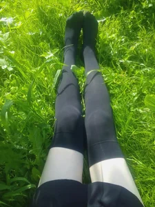 Sitting in Grass in Black Stockings - Girl with Very Pale Skin Sexy Selfies