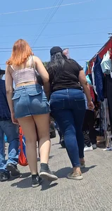 [oc] Beautiful lady with nice legs and sexy denim skirt