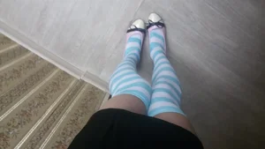 Cute Legs in Knee-socks and Flats Home Selfie