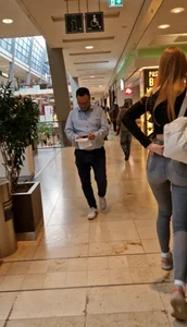 German girl caught me  jeans ass gap + Faceshot