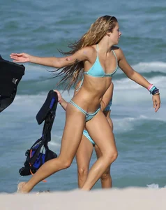 Josie Canseco in light blue bikini in Miami in 2014