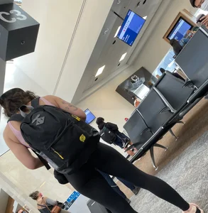 Tight slut with serious pokies at the airport