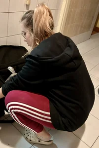 (NOT OC) Red Pants Big Ass Lingerie Blonde