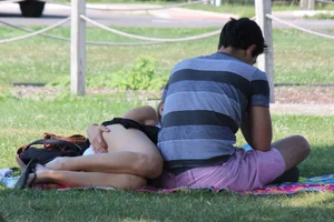 Cutie at the park upskirted showing her white panties