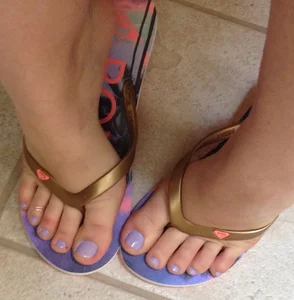 Feet in Slippers Candid Closeup