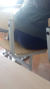 Candid Booty of a College Student in Leggings Sitting at the Desk in Class Closeup Creepshot