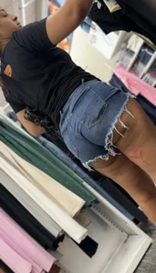 Sexy thick ass cheeks showing In short high jeans at Target