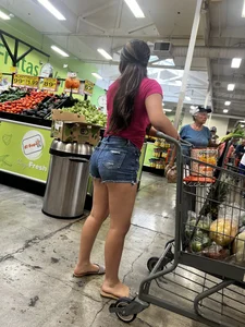 Beautiful Latina booty short denim shorts  bonus fat ass spandex