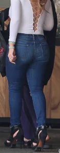 Chunky Candid Ass in Tight Jeans - Girl on Very High Heels