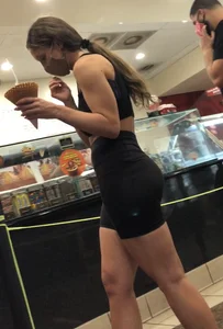 Tight shorts at the ice cream shop