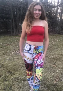 Cute Teen Girl in a Top And Leggings, Photos at the Park