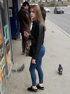 Hot Booty in Blue Tight Jeans at the Bus Stop Candid
