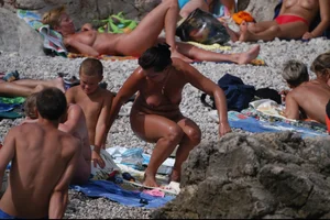 Nude beach girls in Krk, Croatia