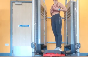 Caught by brunette at the gym