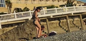Hot Candid Girl in a Swimsuit Chilling on a Beach With Her Boyfriend Creepshots Series