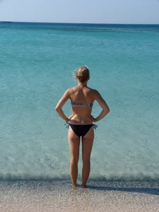 Petite sporty blonde in Greece