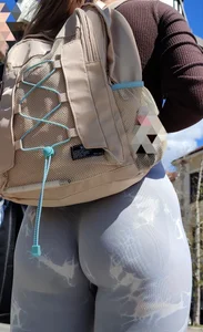 Tight ass eats her leggings  very hot, so close