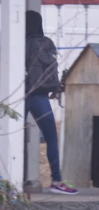Girl next door teen walking to car in various tight jeans