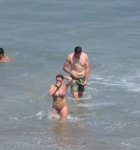 Hilary Duff in purple bikini in Malibu with a great ass and hard nipples