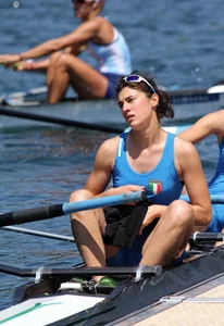 Sexy row girls in tight tops and spandex shorts