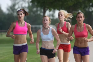 Candid track girls and runners