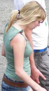 Cute Blonde Teen In Denim Shorts