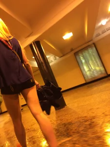 Tall Blonde Girl with Long Muscular Legs Candid