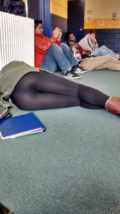Skinny Girl in Tights Lying on the Floor - Perfect Skinny Legs