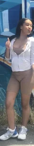 Non-candid girl wearing tight shorts