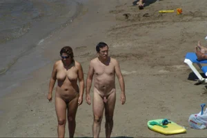 Girls on a nude beach in Sitges, Spain