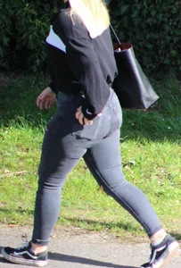 Cute Teen Squeezed Into Some Tight Grey Jeans