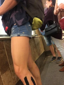 Hot Muscular Legs and Fit Body in Subway