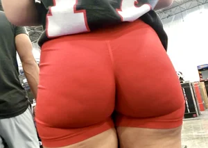 Thick blonde beautiful shape in red Shorts / Not OC