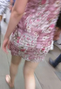 Mom in Pink Dress Street Candid