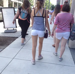 Philly girl with a nice ass in white shorts with vpl