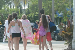 Sexy Florida beach bikini girls, some topless