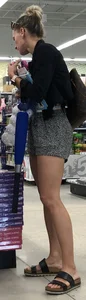 Tatted Fit slim brunette beauty at the market