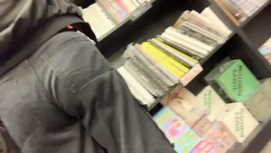 cute girl with a nice ass in grey pants (Candid Face Shot)