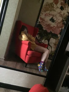 Girl in Sweater and Cute Socks Mirror Selfie