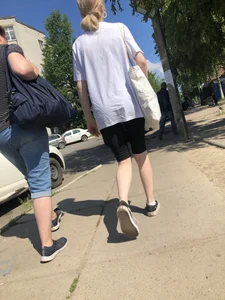 Cute skinny canidd teen in short leggings