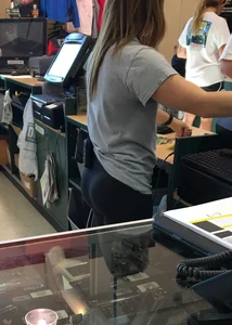 Dick's sexy employees in leggings with nice asses