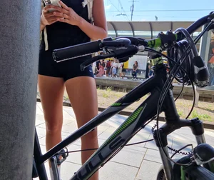 Hot Teen With Shorts Waiting For Train